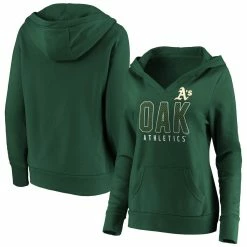 Top 10 🤩 Women's Fanatics Branded Green Oakland Athletics Scoreboard V-Neck Pullover Hoodie 🥰