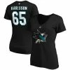 Brand new 😍 Women's Fanatics Branded Erik Karlsson Black San Jose Sharks Authentic Stack Name & Number V-Neck T-Shirt 🧨 -women‘s clothing store unnamed file 273