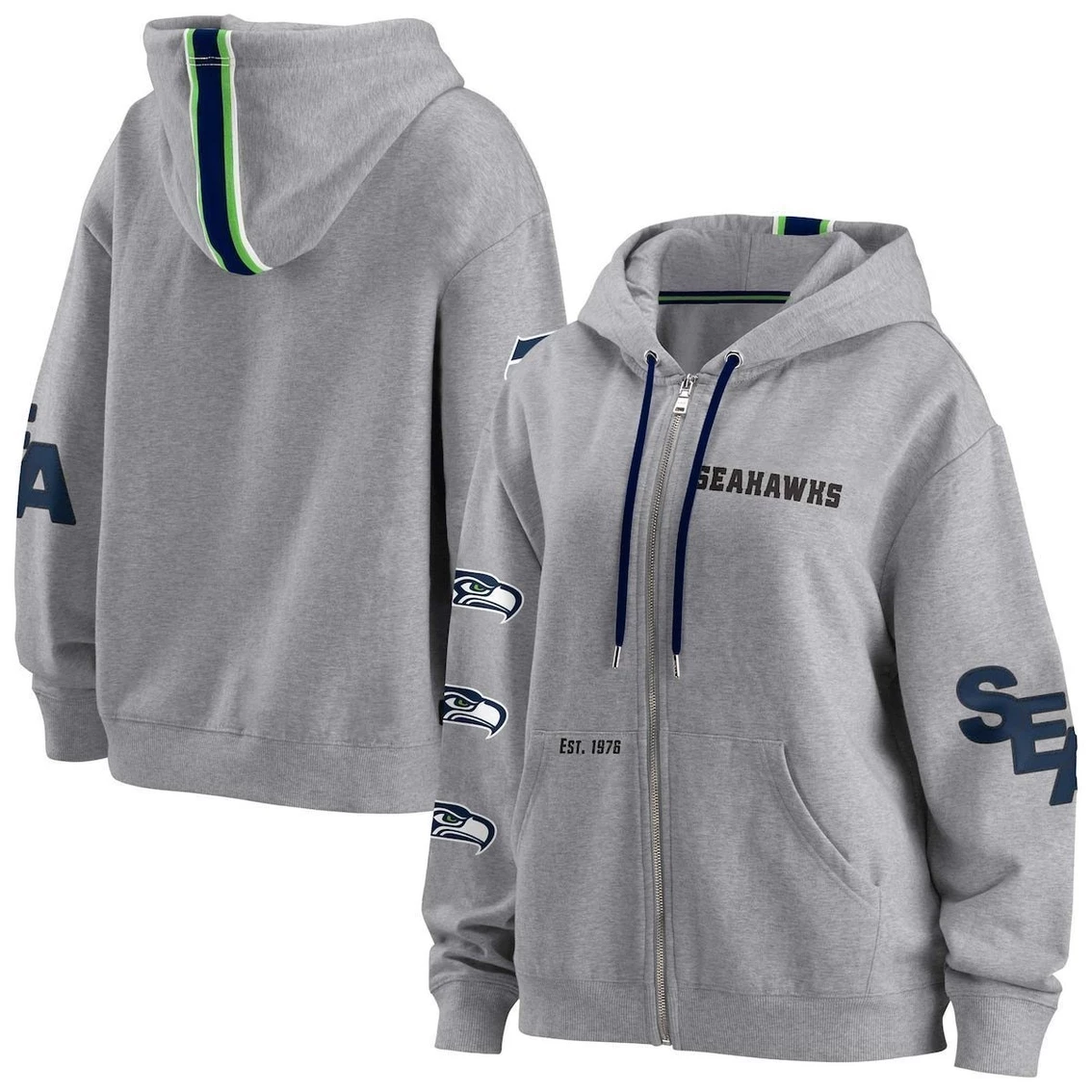 Promo π Women's WEAR By Erin Andrews Gray Seattle Seahawks Full-Zip Hoodie π 4 Promo π Women's WEAR By Erin Andrews Gray Seattle Seahawks Full-Zip Hoodie π - Image 2