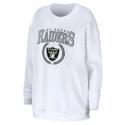 Outlet ⭐ Women's WEAR By Erin Andrews White Las Vegas Raiders Oversized Pullover Sweatshirt 🥰 -women‘s clothing store unnamed file 2773