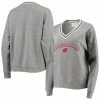 Outlet ⭐ Women's League Collegiate Wear Heathered Gray Wisconsin Badgers Victory Springs Tri-Blend V-Neck Pullover Sweatshirt 🔥 -women‘s clothing store unnamed file 2779