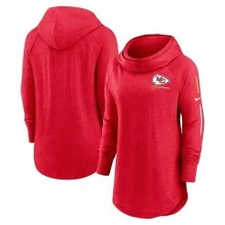 Wholesale ⌛ Women's Nike Red Kansas City Chiefs Minimal Statement Raglan Funnel Neck Pullover Hoodie 🥰