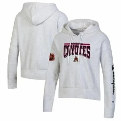 Promo ⭐ Women's Champion Heathered Gray Arizona Coyotes Reverse Weave Pullover Hoodie ✔️