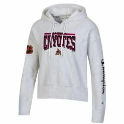 Promo ⭐ Women's Champion Heathered Gray Arizona Coyotes Reverse Weave Pullover Hoodie ✔️ -women‘s clothing store unnamed file 2811