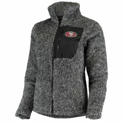 Outlet 🤩 Outerstuff Juniors Black San Francisco 49ers Intercepting Teddy Full-Zip Jacket ✔️ -women‘s clothing store unnamed file 2819