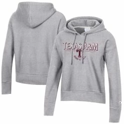 Outlet 🤩 Women's Champion Heathered Gray Texas A&M Aggies 12th Man Centennial Vault Cropped Pullover Hoodie 🤩