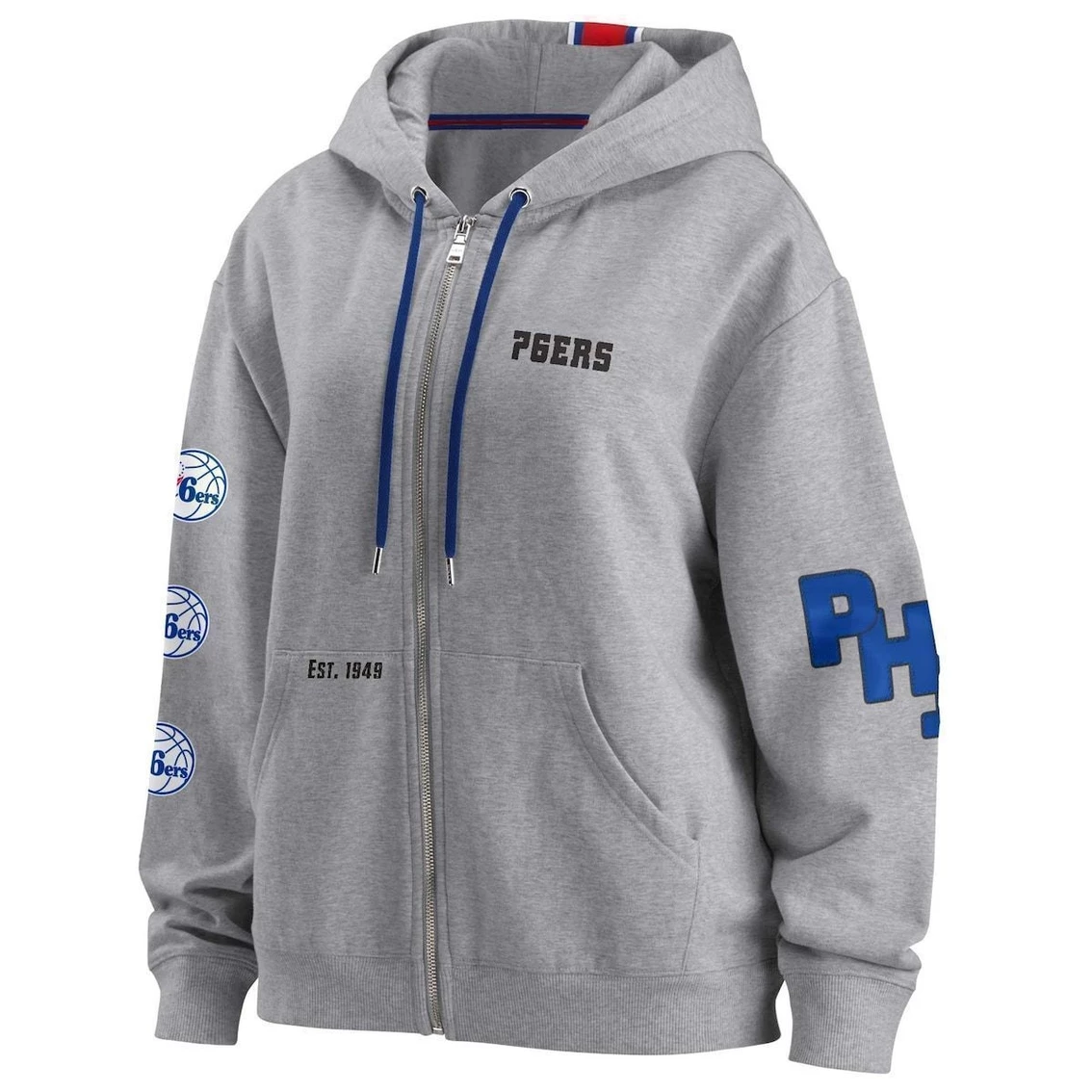 Buy β¨ Women's WEAR By Erin Andrews Heathered Gray Philadelphia 76ers Taped Full-Zip Hoodie π 5 Buy β¨ Women's WEAR By Erin Andrews Heathered Gray Philadelphia 76ers Taped Full-Zip Hoodie π - Image 3