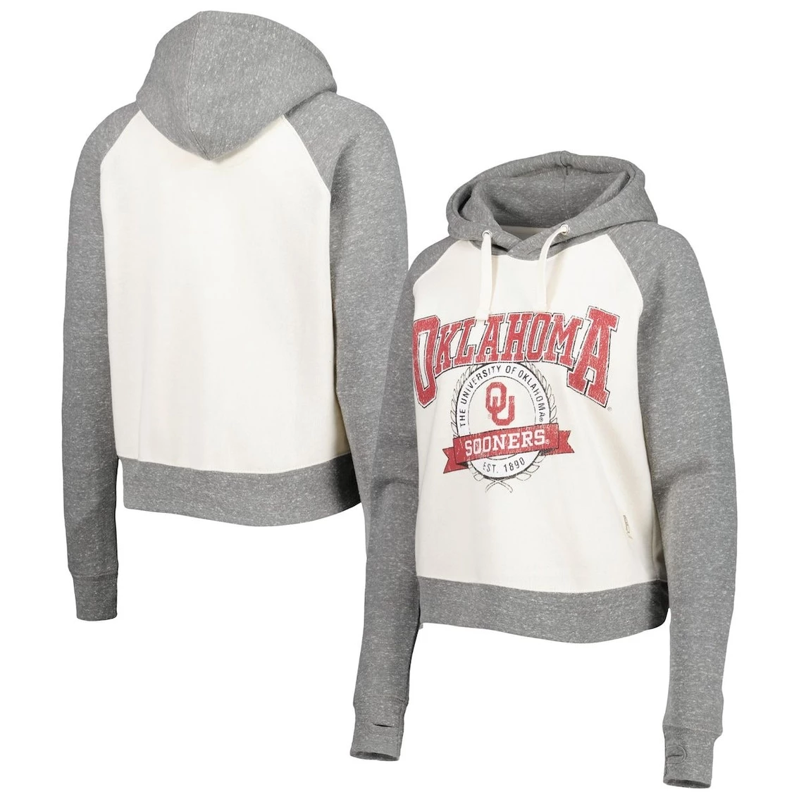 Budget π Women's Pressbox Cream/Heather Gray Oklahoma Sooners Cody Tri-Bend Raglan Pullover Hoodie π― 4 Budget π Women's Pressbox Cream/Heather Gray Oklahoma Sooners Cody Tri-Bend Raglan Pullover Hoodie π― - Image 2