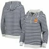 Flash Sale 💯 Camp David 👩 Women's Navy/White Syracuse Orange 🍬 Candy Stripe Tri-Blend Quarter-Zip Hoodie 🧨 -women‘s clothing store unnamed file 2935