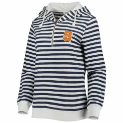Flash Sale 💯 Camp David 👩 Women's Navy/White Syracuse Orange 🍬 Candy Stripe Tri-Blend Quarter-Zip Hoodie 🧨 -women‘s clothing store unnamed file 2937