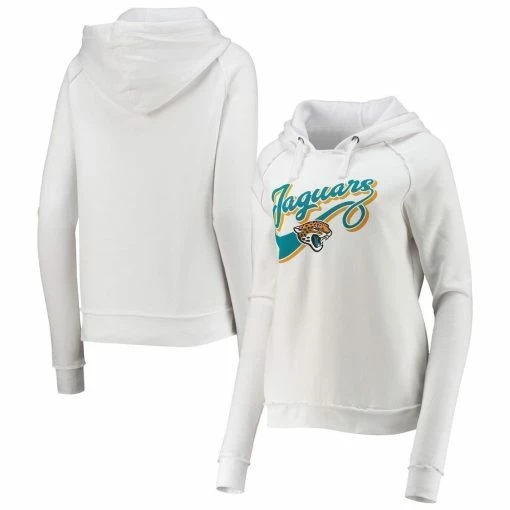 Wholesale 🌟 Women's New Era White Jacksonville Jaguars Script Fleece Raglan Pullover Hoodie 😍 -women‘s clothing store unnamed file 2969