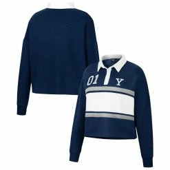 Promo 🎉 Women's Colosseum Heather Navy Yale Bulldogs I Love My Job Rugby Long Sleeve 👚 Shirt 👍 -women‘s clothing store unnamed file 306