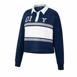 Promo 🎉 Women's Colosseum Heather Navy Yale Bulldogs I Love My Job Rugby Long Sleeve 👚 Shirt 👍 -women‘s clothing store unnamed file 307