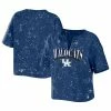 Best Sale 🎁 Women's WEAR By Erin Andrews Royal Kentucky Wildcats Bleach Wash Splatter Notch Neck T-Shirt 🧨 -women‘s clothing store unnamed file 321
