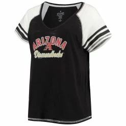 Wholesale 🔥 Women's Soft As A Grape Black Arizona Diamondbacks Curvy Colorblock Tri-Blend Raglan V-Neck T-Shirt 😍 -women‘s clothing store unnamed file 327