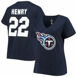 Cheapest 😀 Women's Fanatics Branded Derrick Henry Navy Tennessee Titans Plus Size Name & Number V-Neck T-Shirt 🎉 -women‘s clothing store unnamed file 330