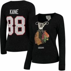 Wholesale 😀 Women's Reebok Patrick Kane Black Chicago Blackhawks Henley Lace Up Name & Number Long Sleeve T-Shirt ✨