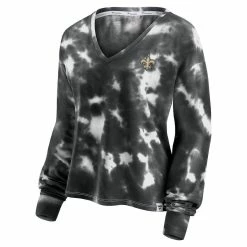 Hot Sale ✔️ Women's Fanatics Branded White/Black New Orleans Saints Sport Resort Tie-Dye V-Neck Long Sleeve T-Shirt 😉 -women‘s clothing store unnamed file 354