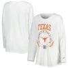 Buy 🎉 Women's League Collegiate Wear White Texas Longhorns Clothesline Oversized Long Sleeve T-Shirt ⭐ -women‘s clothing store unnamed file 364
