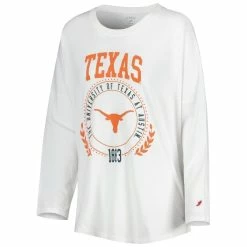Buy 🎉 Women's League Collegiate Wear White Texas Longhorns Clothesline Oversized Long Sleeve T-Shirt ⭐ -women‘s clothing store unnamed file 366