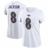 Flash Sale 👏 Women's Nike Lamar Jackson White Baltimore Ravens Player Name & Number T-Shirt 🤩 -women‘s clothing store unnamed file 368