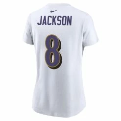 Flash Sale 👏 Women's Nike Lamar Jackson White Baltimore Ravens Player Name & Number T-Shirt 🤩 -women‘s clothing store unnamed file 371