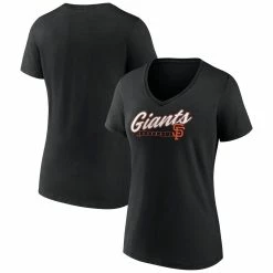 Hot Sale ⌛ Women's Fanatics Branded Black San Francisco Giants One & Only V-Neck T-Shirt 🤩 -women‘s clothing store unnamed file 374