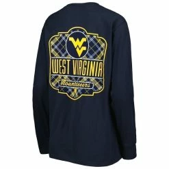 Budget 🎁 Women's Pressbox Navy West Virginia Mountaineers Valencia Plaid 2-Hit Long Sleeve T-Shirt 🤩 -women‘s clothing store unnamed file 384