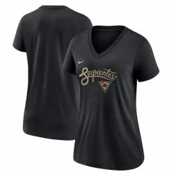 Flash Sale 🔥 Women's Nike Black Arizona Diamondbacks City Connect Tri-Blend V-Neck T-Shirt ❤️