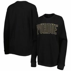 Best deal ⭐ Women's Pressbox Black Purdue Boilermakers Surf Plus Size Southlawn Waffle-Knit Thermal Tri-Blend Long Sleeve T-Shirt ❤️