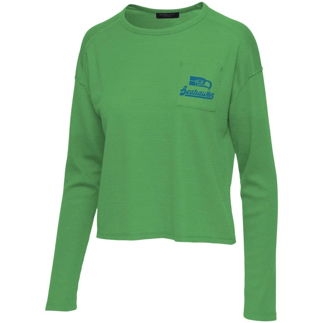 Best Sale π Women's Junk Food Neon Green Seattle Seahawks Pocket Thermal Long Sleeve T-Shirt π 5 Best Sale π Women's Junk Food Neon Green Seattle Seahawks Pocket Thermal Long Sleeve T-Shirt π - Image 3