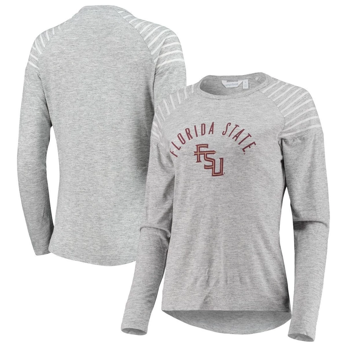 Outlet π Camp David π© Women's Heathered Gray/White Florida State Seminoles Maritime Striped Raglan Long Sleeve T-Shirt 𧨠4 Outlet π Camp David π© Women's Heathered Gray/White Florida State Seminoles Maritime Striped Raglan Long Sleeve T-Shirt 𧨠- Image 2