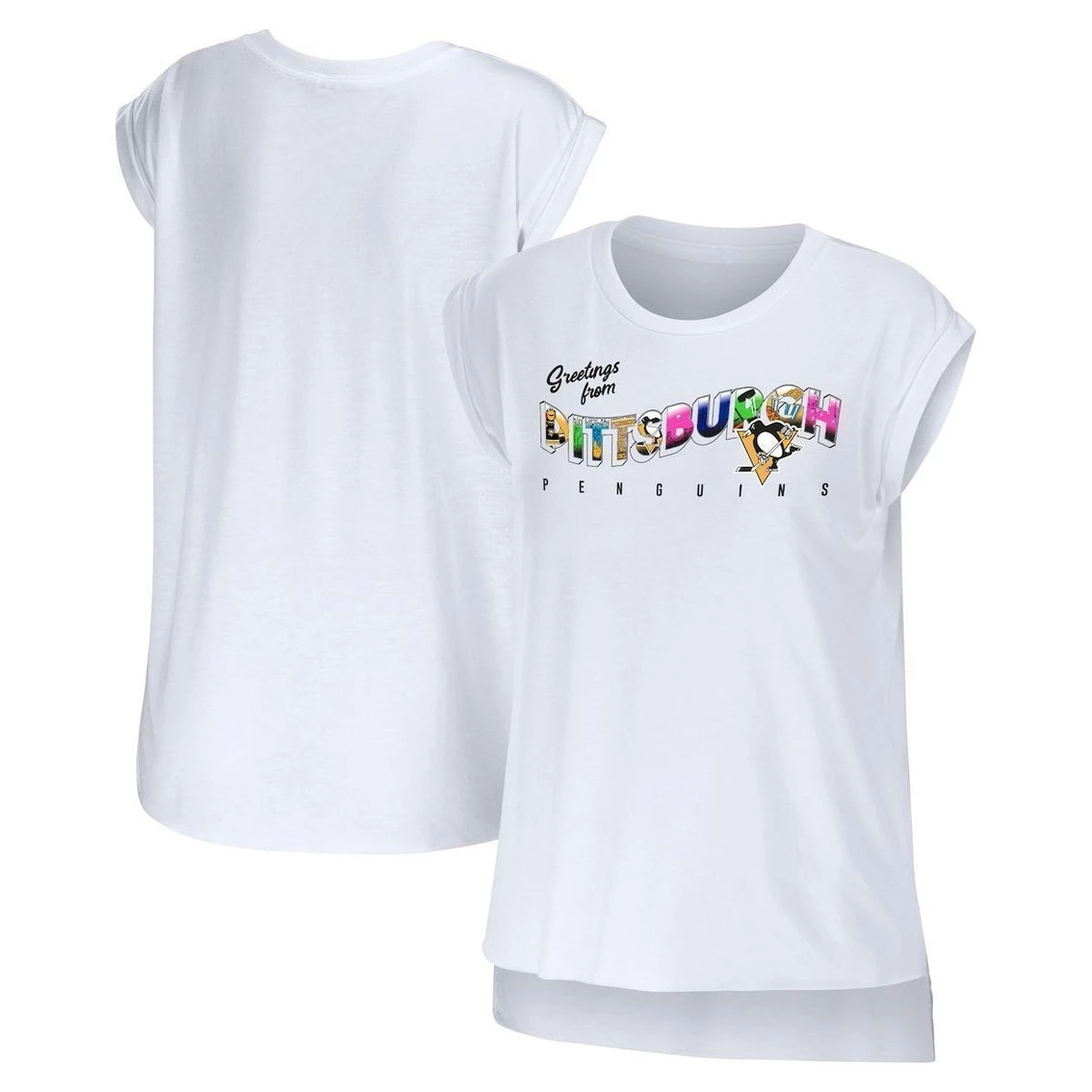 Budget π Women's WEAR By Erin Andrews White Pittsburgh Penguins Greetings From Muscle T-Shirt π 3 Budget π Women's WEAR By Erin Andrews White Pittsburgh Penguins Greetings From Muscle T-Shirt π