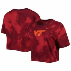 Buy ⌛ Women's Nike Maroon Virginia Tech Hokies Tie-Dye Cropped T-Shirt 🌟