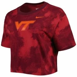 Buy ⌛ Women's Nike Maroon Virginia Tech Hokies Tie-Dye Cropped T-Shirt 🌟 -women‘s clothing store unnamed file 460