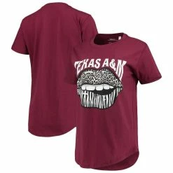 Deals 🎉 Women's Pressbox Maroon Texas A&M Aggies Wild Lips Core T-Shirt 🥰 -women‘s clothing store unnamed file 466