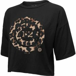 Flash Sale 👍 Women's Majestic Threads Black Chicago Cubs Leopard Cropped T-Shirt ⌛ -women‘s clothing store unnamed file 475