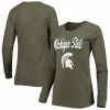 Best Sale 🧨 Boxercraft 👩 Women's Olive Michigan State Spartans Payton Elbow Patch Slub Raglan Long Sleeve T-Shirt 😀 -women‘s clothing store unnamed file 489
