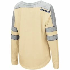Promo 😀 Women's Colosseum Gold Navy Midshipmen Trey Dolman Long Sleeve T-Shirt 😍 -women‘s clothing store unnamed file 516