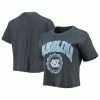 Wholesale 🤩 Women's Pressbox Navy North Carolina Tar 👠 Heels Edith Vintage Burnout Crop T-Shirt 🛒
