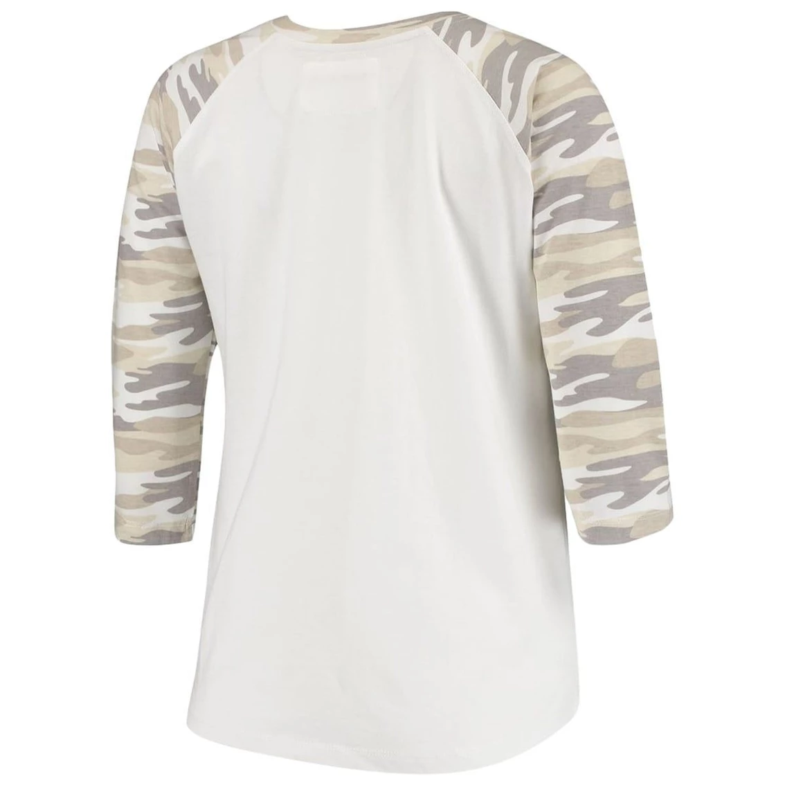 Budget βοΈ Camp David π© Women's White/Camo Clemson Tigers Boyfriend βΎ Baseball Raglan 3/4-Sleeve T-Shirt π€© 6 Budget βοΈ Camp David π© Women's White/Camo Clemson Tigers Boyfriend βΎ Baseball Raglan 3/4-Sleeve T-Shirt π€© - Image 4