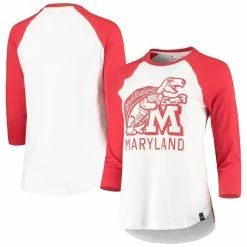 Buy 😀 Women's Under Armour White/Red Maryland Terrapins Performance Cotton 3/4-Sleeve Raglan T-Shirt 😍 -women‘s clothing store unnamed file 546