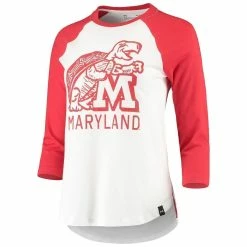 Buy 😀 Women's Under Armour White/Red Maryland Terrapins Performance Cotton 3/4-Sleeve Raglan T-Shirt 😍 -women‘s clothing store unnamed file 547