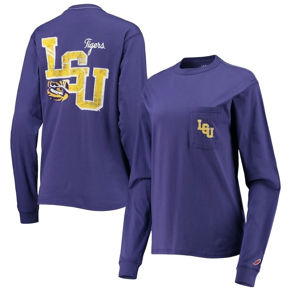 Top 10 β€οΈ Women's League Collegiate Wear Purple LSU Tigers Pocket Oversized Long Sleeve T-Shirt π 3 Top 10 β€οΈ Women's League Collegiate Wear Purple LSU Tigers Pocket Oversized Long Sleeve T-Shirt π