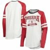 Hot Sale ⌛ Women's Pressbox White/Crimson Indiana Hoosiers Brooking Sleeve Stripe Raglan Long Sleeve T-Shirt ⌛ -women‘s clothing store unnamed file 564