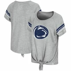 Cheapest ⭐ Women's Colosseum Heathered Gray Penn State Nittany Lions Boo You Knotted Raglan T-Shirt 💯