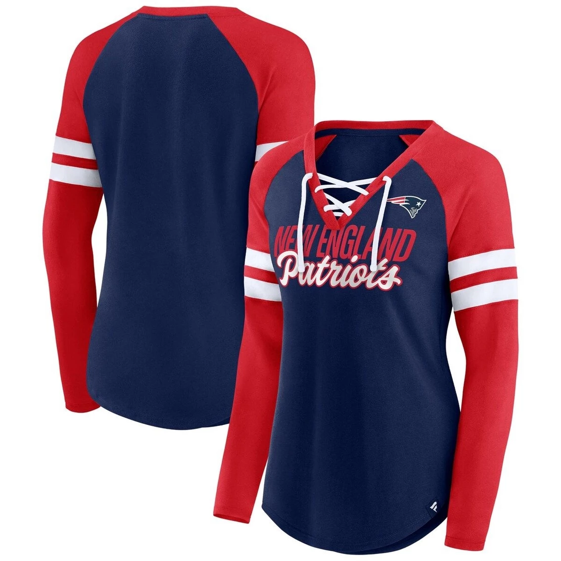 Cheapest π Women's Fanatics Branded Navy/Red New England Patriots Plus Size True To Form Lace-Up V-Neck Raglan Long Sleeve T-Shirt β¨ 4 Cheapest π Women's Fanatics Branded Navy/Red New England Patriots Plus Size True To Form Lace-Up V-Neck Raglan Long Sleeve T-Shirt β¨ - Image 2