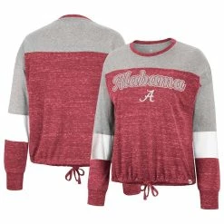Hot Sale 🎉 Women's Colosseum Crimson Alabama Crimson Tide Joanna Tie Front Long Sleeve T-Shirt 🔥