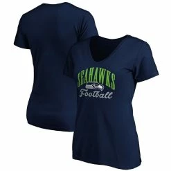 Best deal ⌛ Women's Fanatics Branded College Navy Seattle Seahawks Victory Script Plus Size V-Neck T-Shirt ⭐