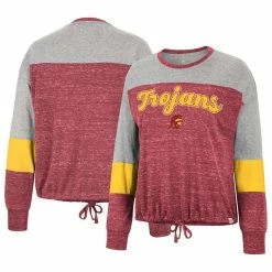 Cheapest 👏 Women's Colosseum Cardinal USC Trojans Joanna Tie Front Long Sleeve T-Shirt ❤️ -women‘s clothing store unnamed file 647